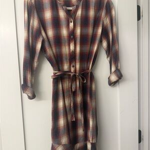 Bella Dahl Plaid Button-Up Belted Dress